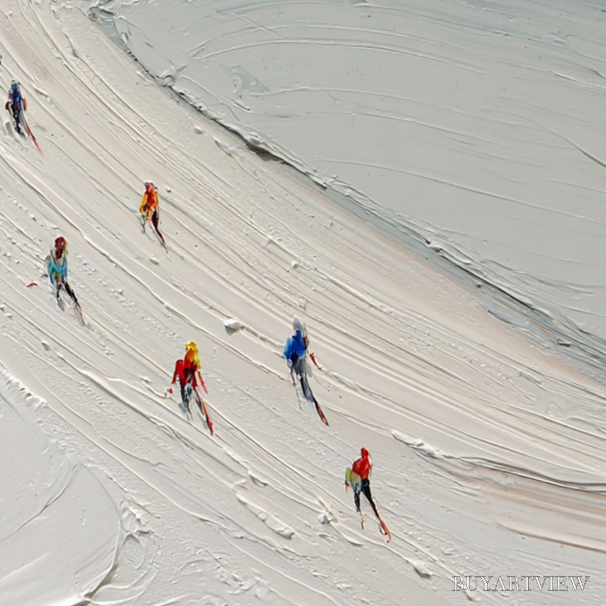 BUYARTVIEW Alpine Rush – Textured Impasto Style Skiing Sports Painting - image 3