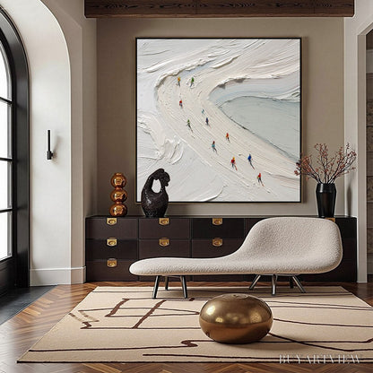 BUYARTVIEW Alpine Rush – Textured Impasto Style Skiing Sports Painting - image 4