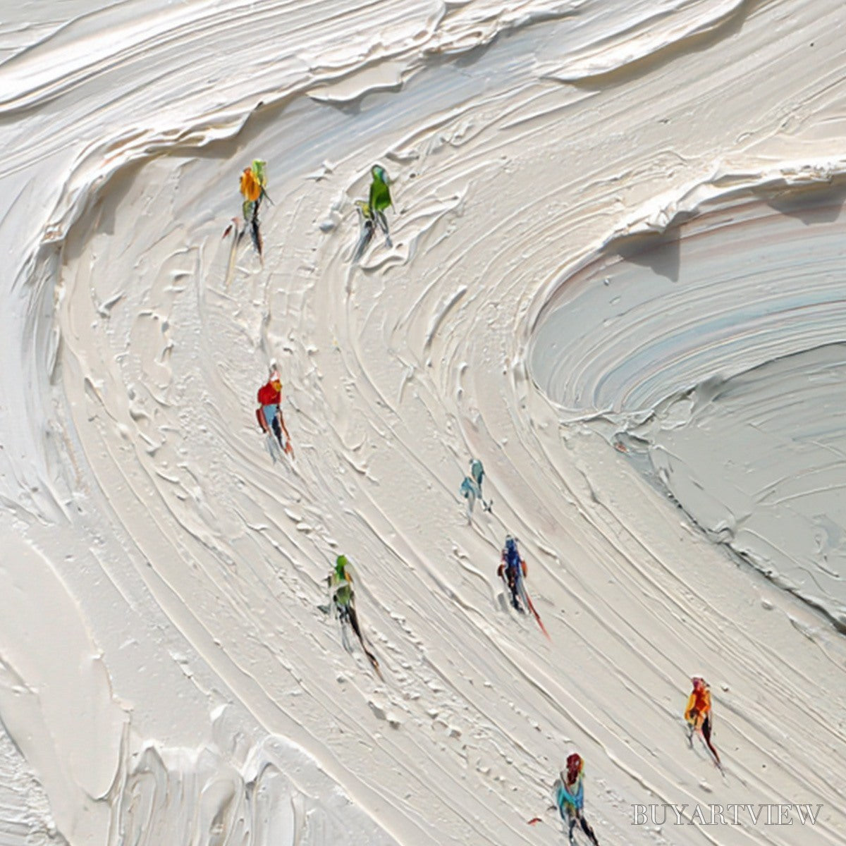 BUYARTVIEW Alpine Rush – Textured Impasto Style Skiing Sports Painting - image 5