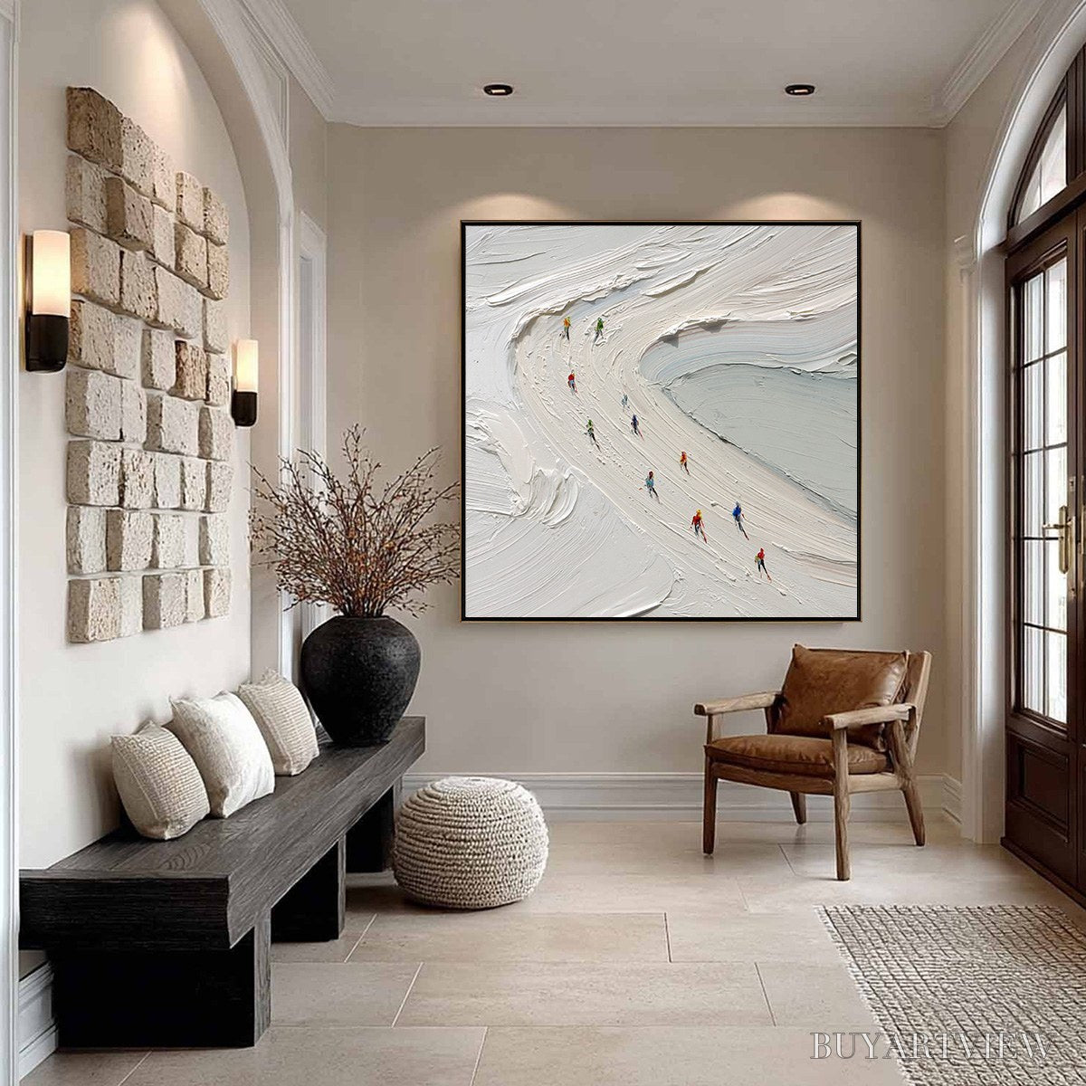 BUYARTVIEW Alpine Rush – Textured Impasto Style Skiing Sports Painting - image 6