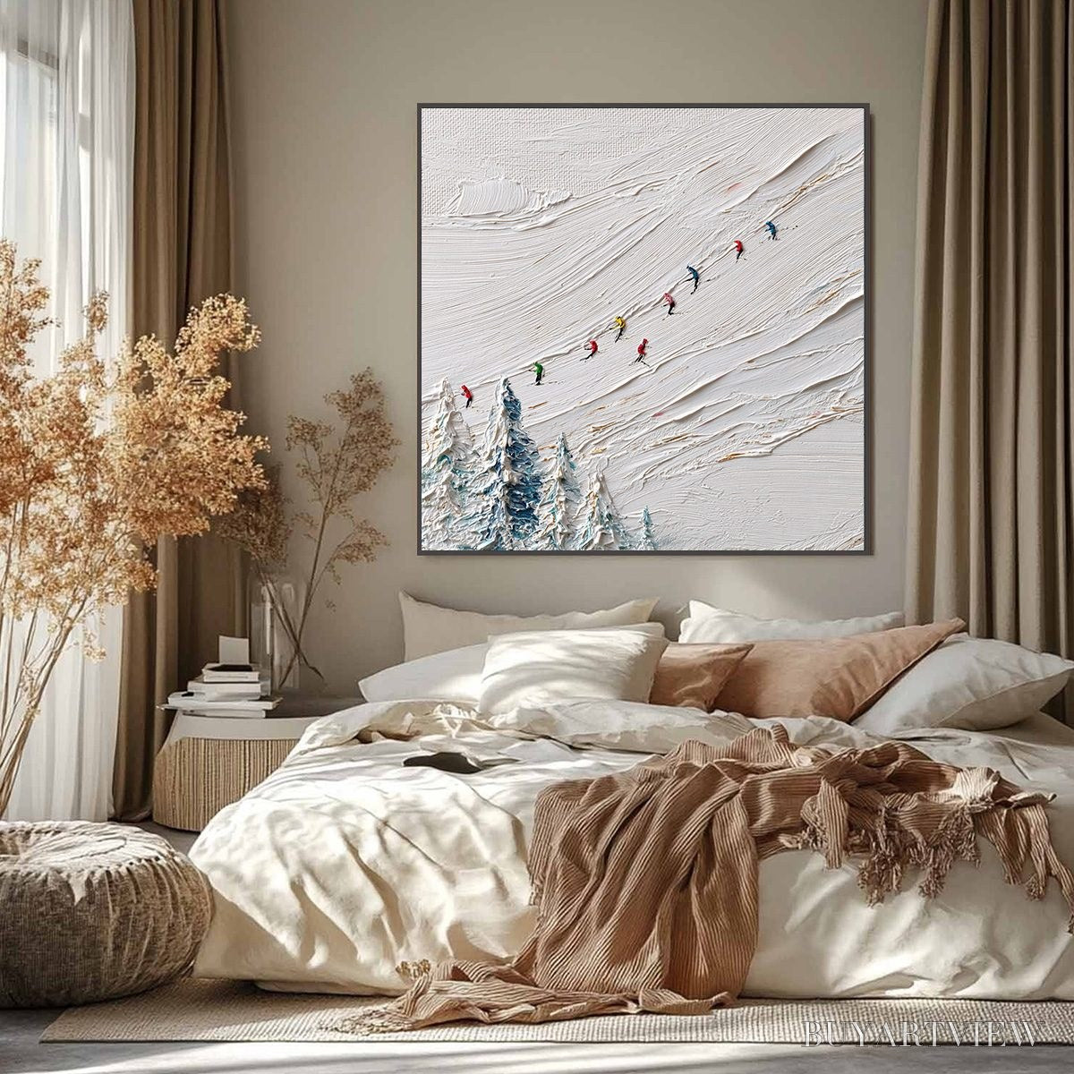 BUYARTVIEW Alpine Rush – Heavily Textured Impasto Skiing Sports Painting - image 2
