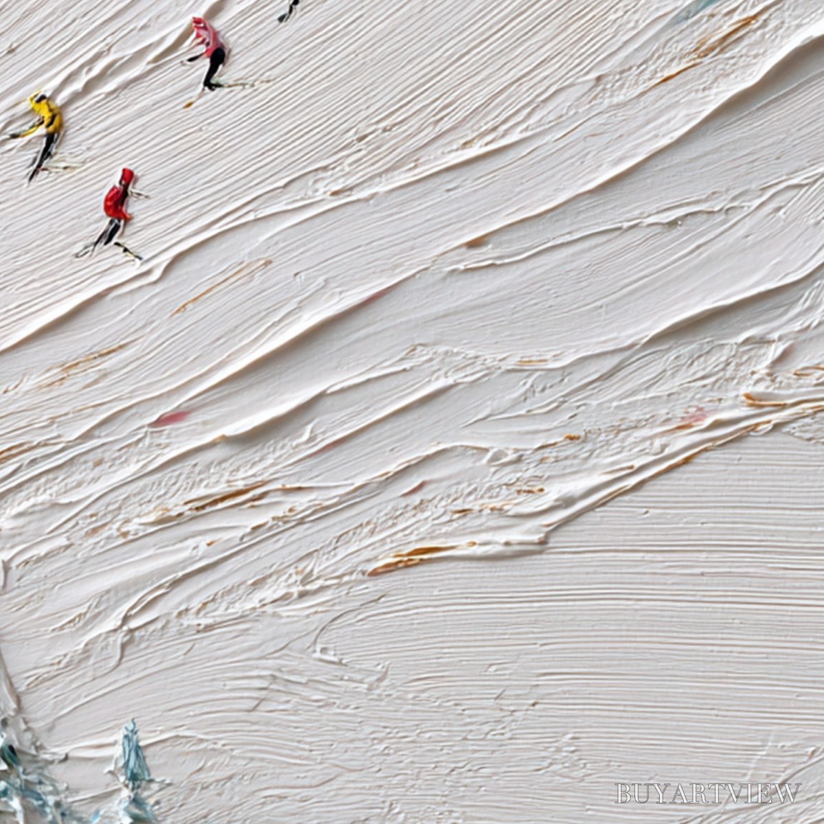 BUYARTVIEW Alpine Rush – Heavily Textured Impasto Skiing Sports Painting - image 3