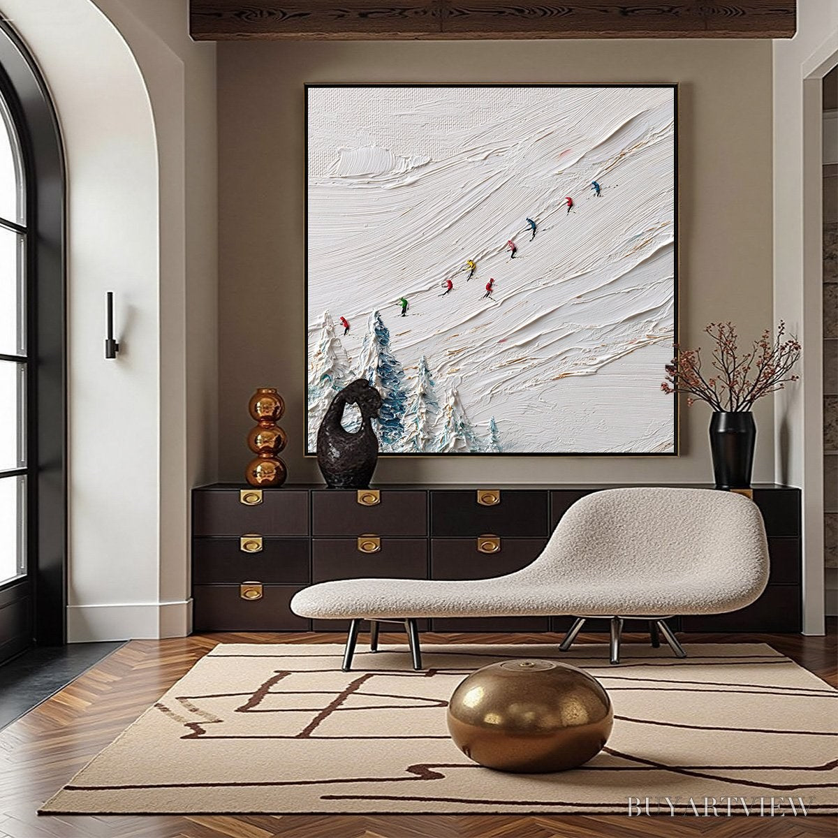 BUYARTVIEW Alpine Rush – Heavily Textured Impasto Skiing Sports Painting - image 4