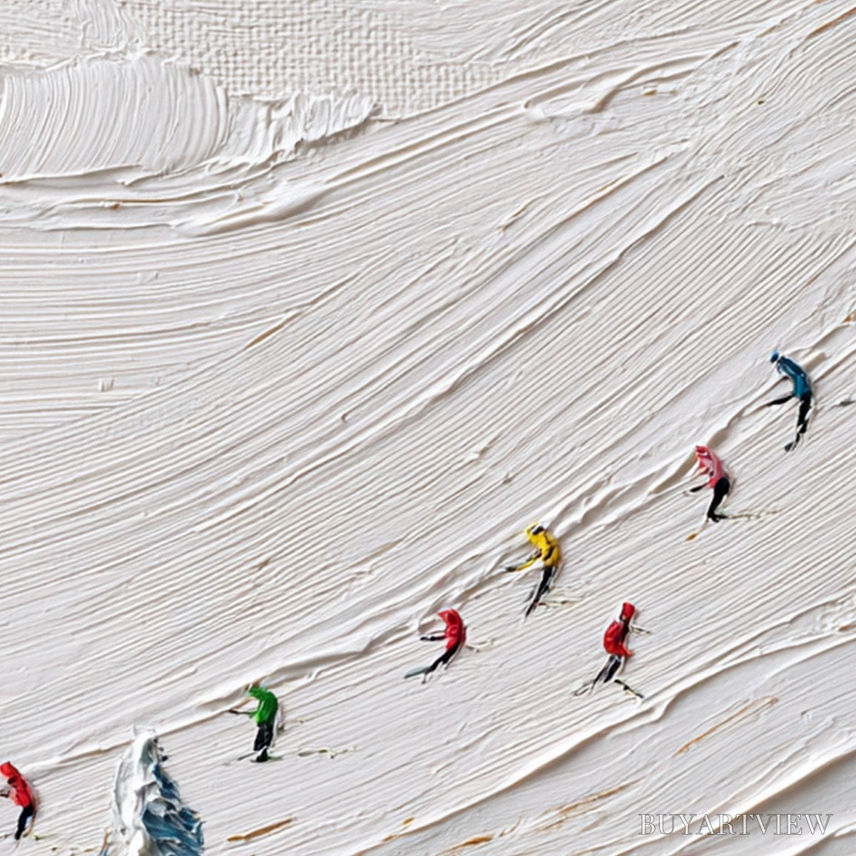 BUYARTVIEW Alpine Rush – Heavily Textured Impasto Skiing Sports Painting - image 5