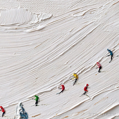 BUYARTVIEW Alpine Rush – Heavily Textured Impasto Skiing Sports Painting - image 5