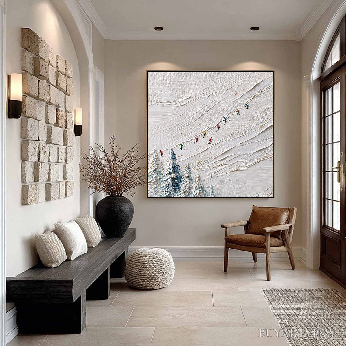 BUYARTVIEW Alpine Rush – Heavily Textured Impasto Skiing Sports Painting - image 6
