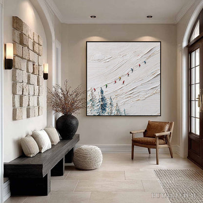 BUYARTVIEW Alpine Rush – Heavily Textured Impasto Skiing Sports Painting - image 6