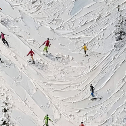 BUYARTVIEW Alpine Rush – Textured Impasto Skiing on Mountain Slope Painting - image 5