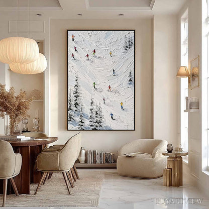 BUYARTVIEW Alpine Rush – Textured Impasto Skiing on Mountain Slope Painting - image 6