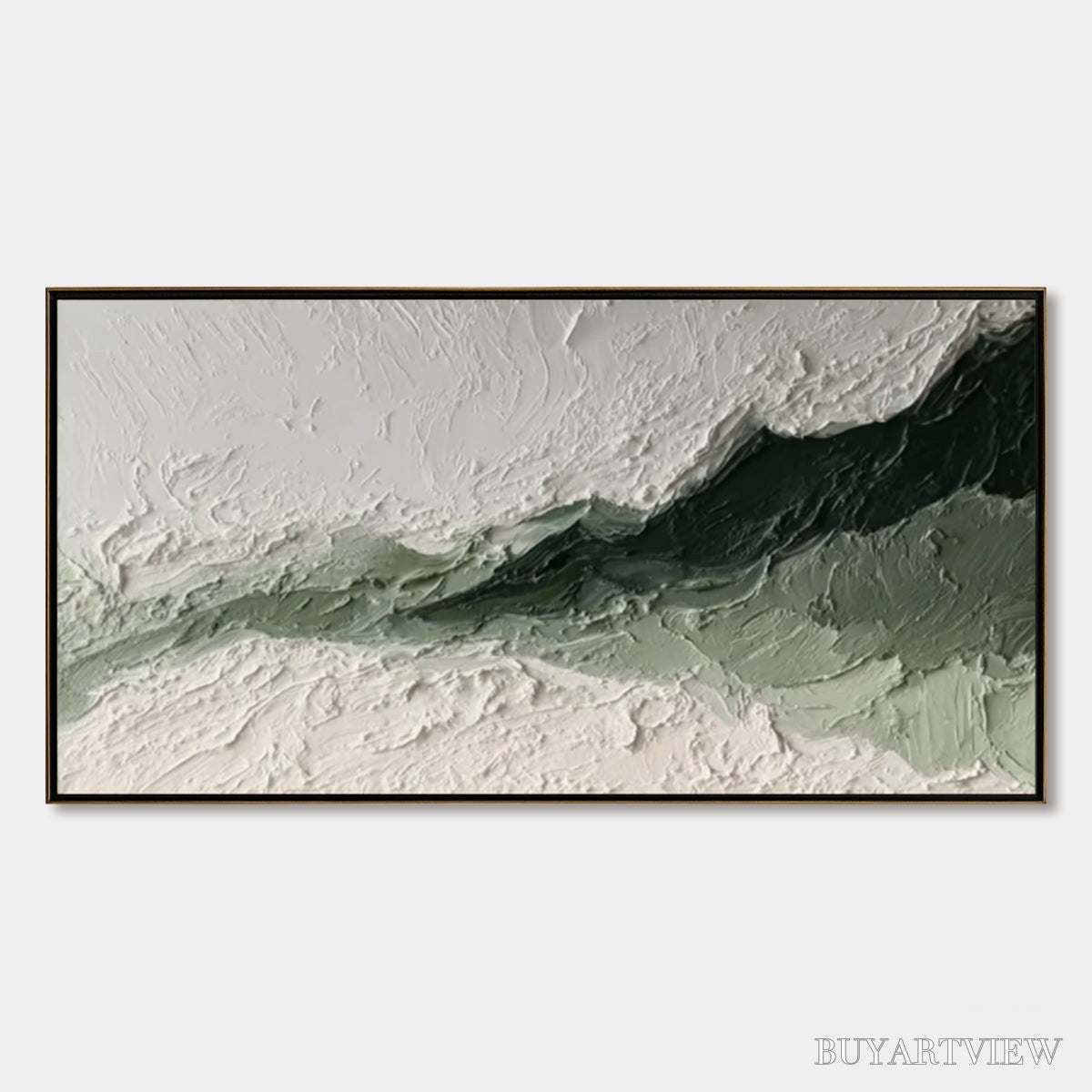BUYARTVIEW Emerald Ridge – Heavily Textured Wabi Sabi Abstract Landscape Painting - image 1