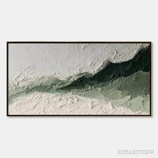 BUYARTVIEW Emerald Ridge – Heavily Textured Wabi Sabi Abstract Landscape Painting - image 1