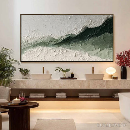 BUYARTVIEW Emerald Ridge – Heavily Textured Wabi Sabi Abstract Landscape Painting - image 2