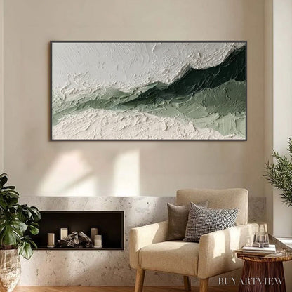 BUYARTVIEW Emerald Ridge – Heavily Textured Wabi Sabi Abstract Landscape Painting - image 4