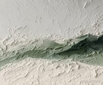 BUYARTVIEW Emerald Ridge – Heavily Textured Wabi Sabi Abstract Landscape Painting - image 5