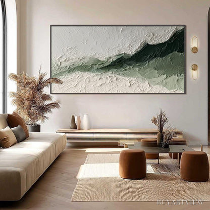 BUYARTVIEW Emerald Ridge – Heavily Textured Wabi Sabi Abstract Landscape Painting - image 6
