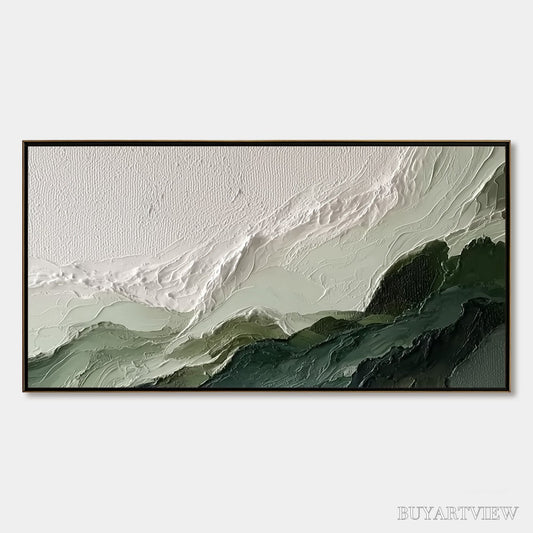 BUYARTVIEW Verdant Ascent – Textured Wabi Sabi Mountain Landscape Painting - image 1