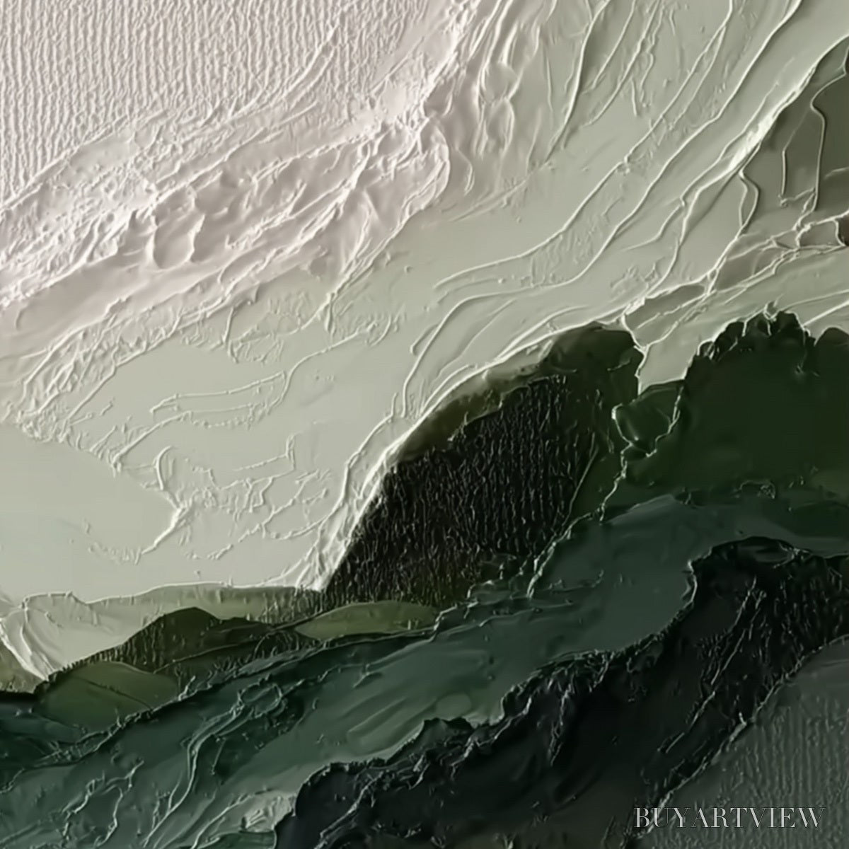 BUYARTVIEW Verdant Ascent – Textured Wabi Sabi Mountain Landscape Painting - image 3