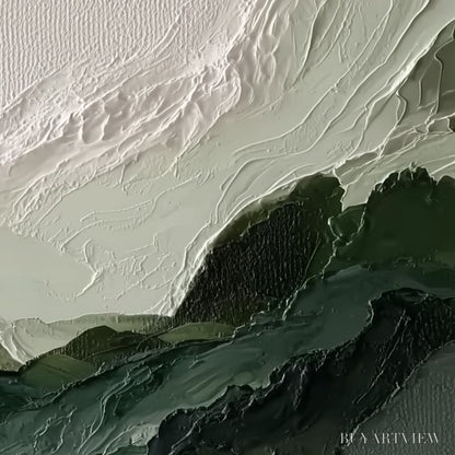 BUYARTVIEW Verdant Ascent – Textured Wabi Sabi Mountain Landscape Painting - image 3