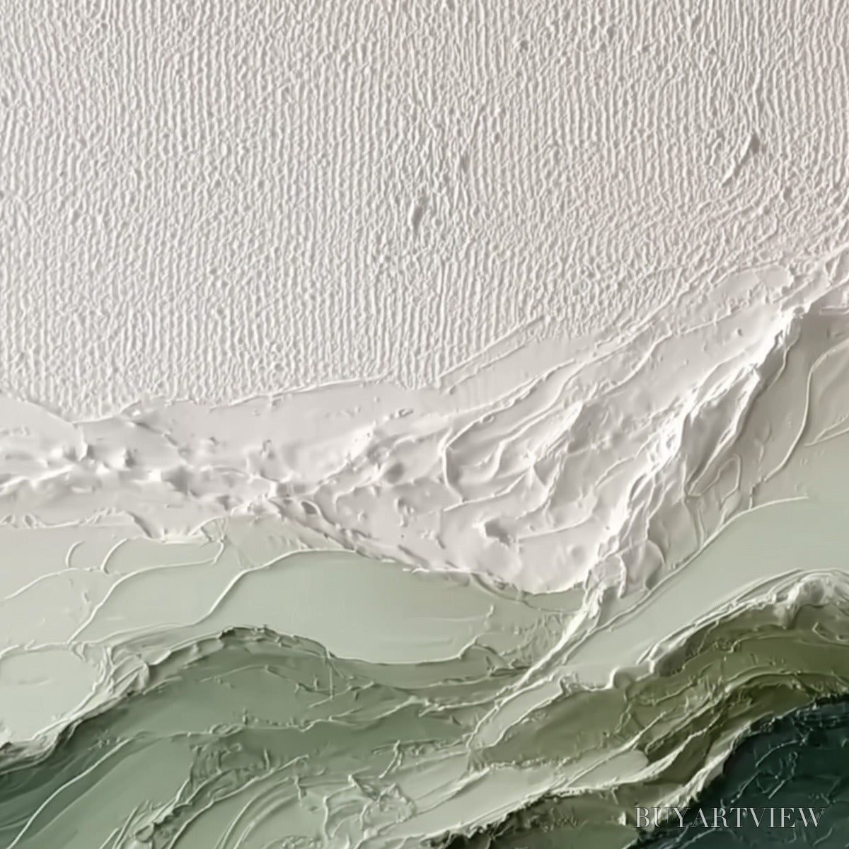 BUYARTVIEW Verdant Ascent – Textured Wabi Sabi Mountain Landscape Painting - image 5