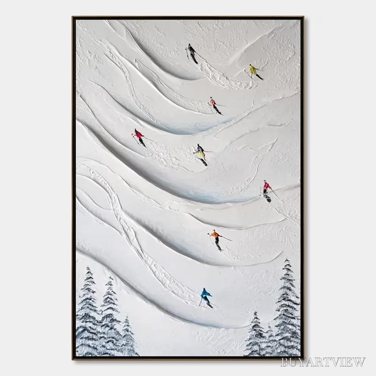 BUYARTVIEW Alpine Rush – Textured Impasto Skiing & Mountain Sports Painting - image 1