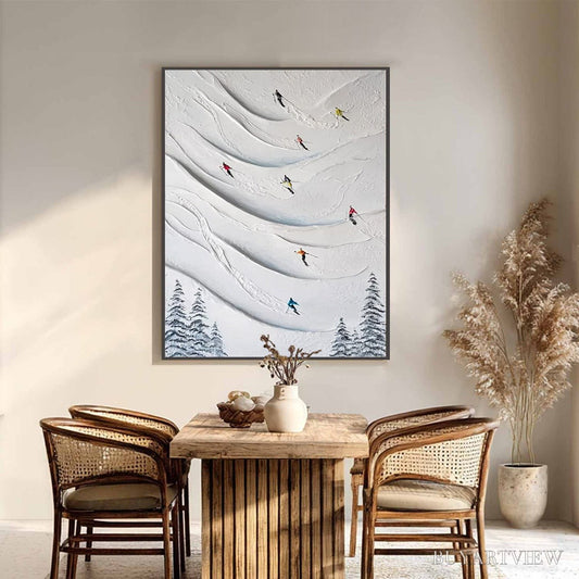 BUYARTVIEW Alpine Rush – Textured Impasto Skiing & Mountain Sports Painting - image 2