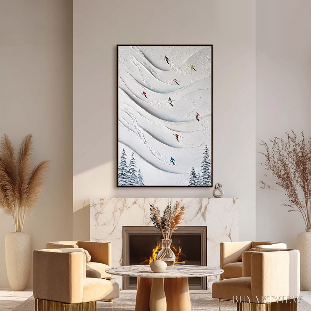 BUYARTVIEW Alpine Rush – Textured Impasto Skiing & Mountain Sports Painting - image 4