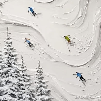 BUYARTVIEW Alpine Rush – Textured Impasto Skiing Painting on Canvas - image 3