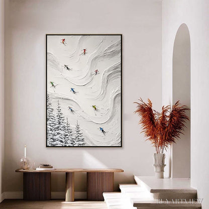 BUYARTVIEW Alpine Rush – Textured Impasto Skiing Painting on Canvas - image 4
