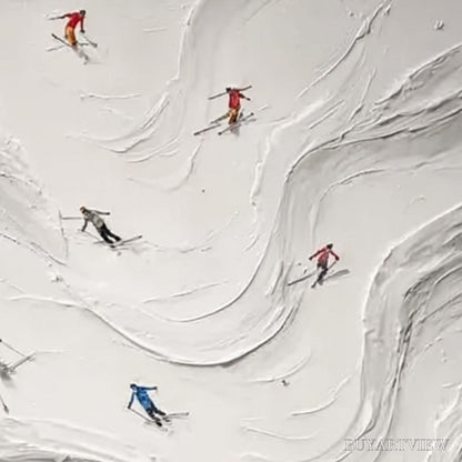 BUYARTVIEW Alpine Rush – Textured Impasto Skiing Painting on Canvas - image 5