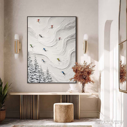 BUYARTVIEW Alpine Rush – Textured Impasto Skiing Painting on Canvas - image 6