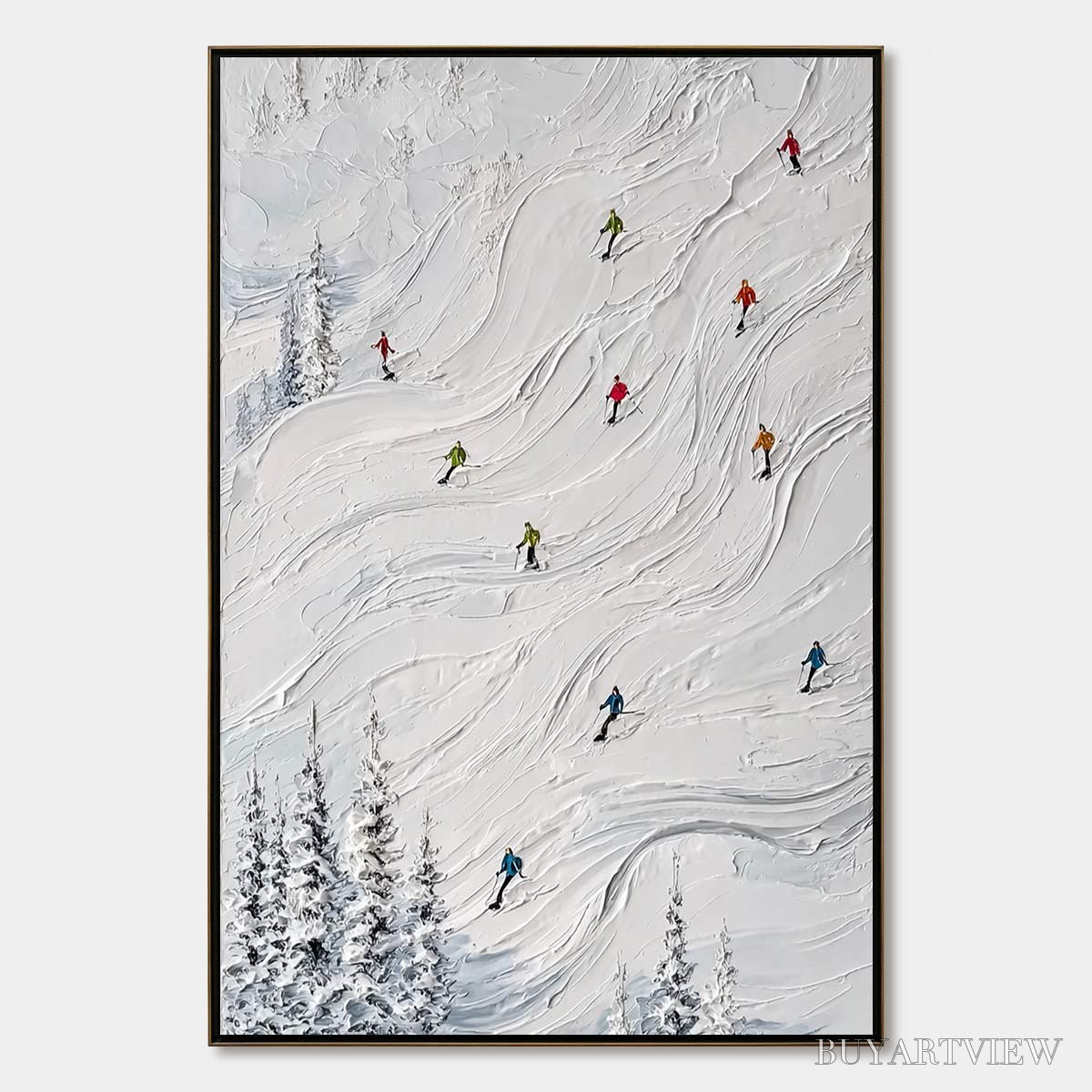BUYARTVIEW Powder Day – Textured Impasto Ski Slope - image 1