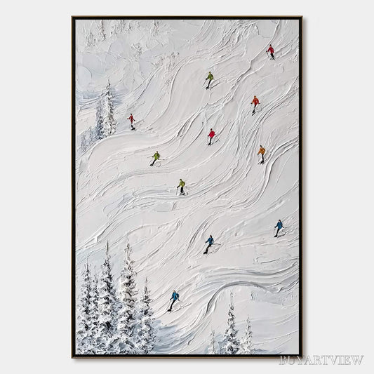 BUYARTVIEW Powder Day – Textured Impasto Ski Slope - image 1