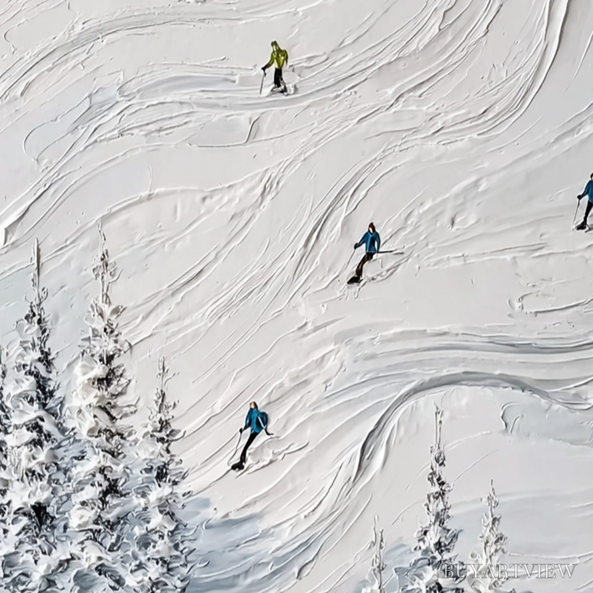 BUYARTVIEW Powder Day – Textured Impasto Ski Slope - image 3