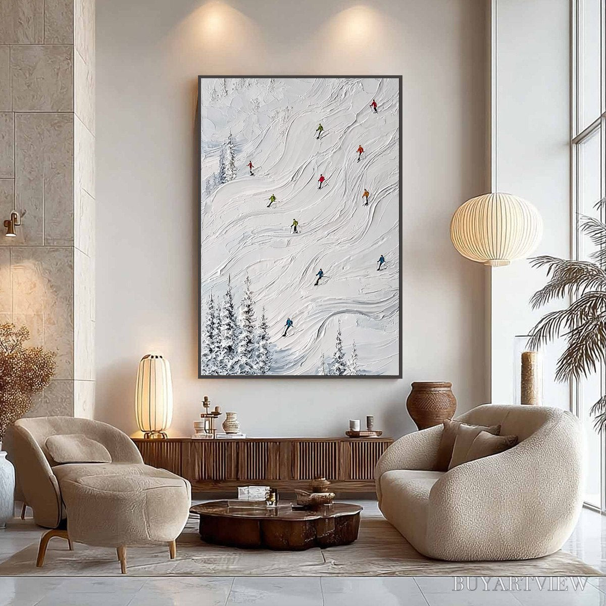 BUYARTVIEW Powder Day – Textured Impasto Ski Slope - image 4