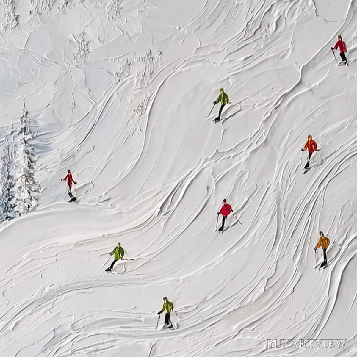 BUYARTVIEW Powder Day – Textured Impasto Ski Slope - image 5