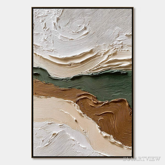 BUYARTVIEW Verdant Ridge – Textured Wabi Sabi Abstract Landscape Painting - image 1