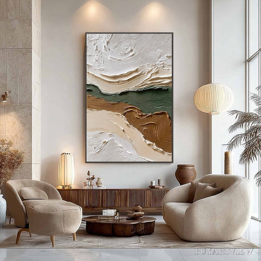 BUYARTVIEW Verdant Ridge – Textured Wabi Sabi Abstract Landscape Painting - image 2
