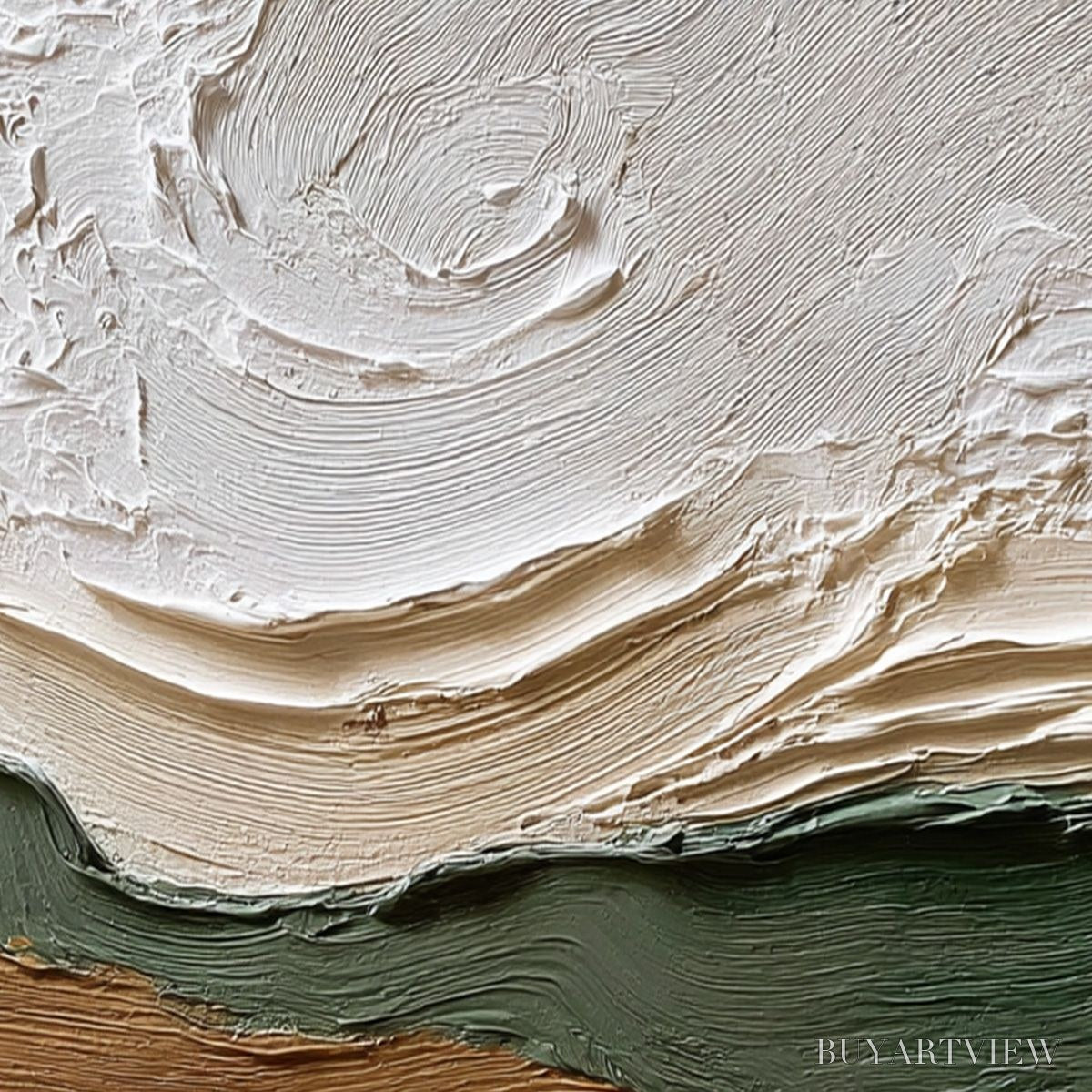 BUYARTVIEW Verdant Ridge – Textured Wabi Sabi Abstract Landscape Painting - image 3