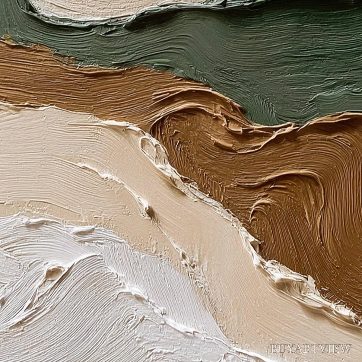 BUYARTVIEW Verdant Ridge – Textured Wabi Sabi Abstract Landscape Painting - image 5