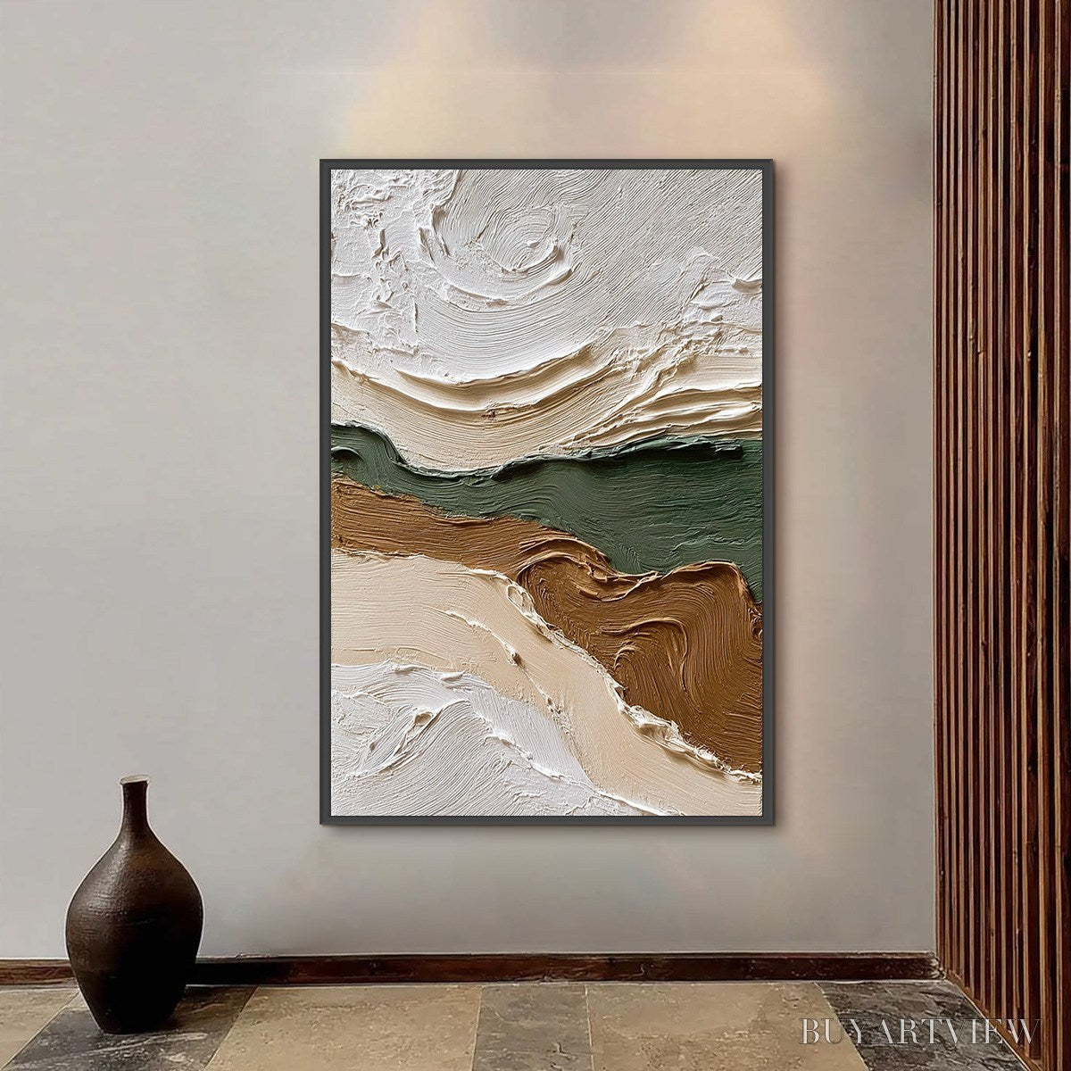 BUYARTVIEW Verdant Ridge – Textured Wabi Sabi Abstract Landscape Painting - image 6