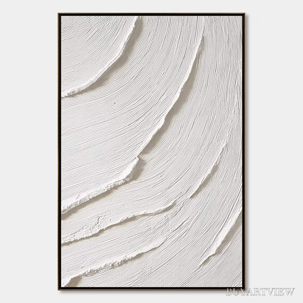 BUYARTVIEW Whispering Waves – Textured White Minimalist Wabi Sabi Abstract Painting - image 1