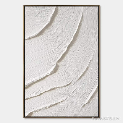 BUYARTVIEW Whispering Waves – Textured White Minimalist Wabi Sabi Abstract Painting - image 1