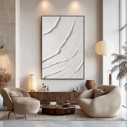 BUYARTVIEW Whispering Waves – Textured White Minimalist Wabi Sabi Abstract Painting - image 4
