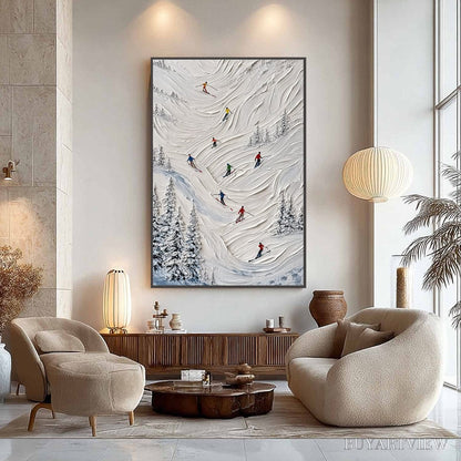 BUYARTVIEW Alpine Rush – Textured Impasto Skiing on Mountain Slope Painting - image 6