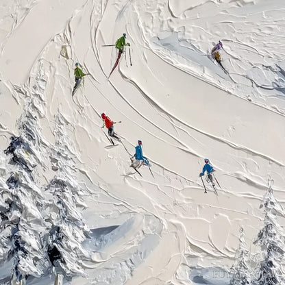 BUYARTVIEW Alpine Rush – Textured Impasto Skiing Painting on Canvas - image 3