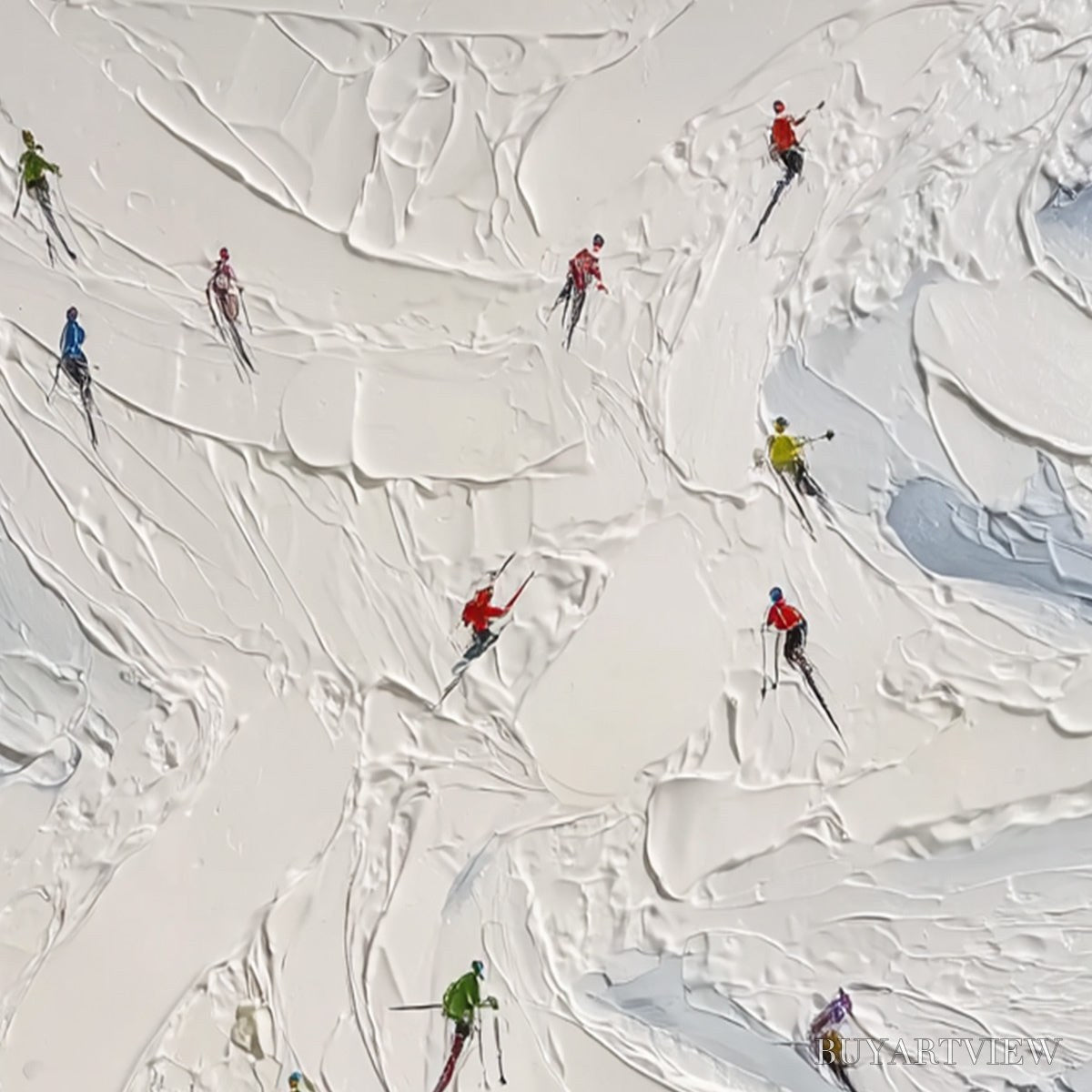 BUYARTVIEW Alpine Rush – Textured Impasto Skiing Painting on Canvas - image 5