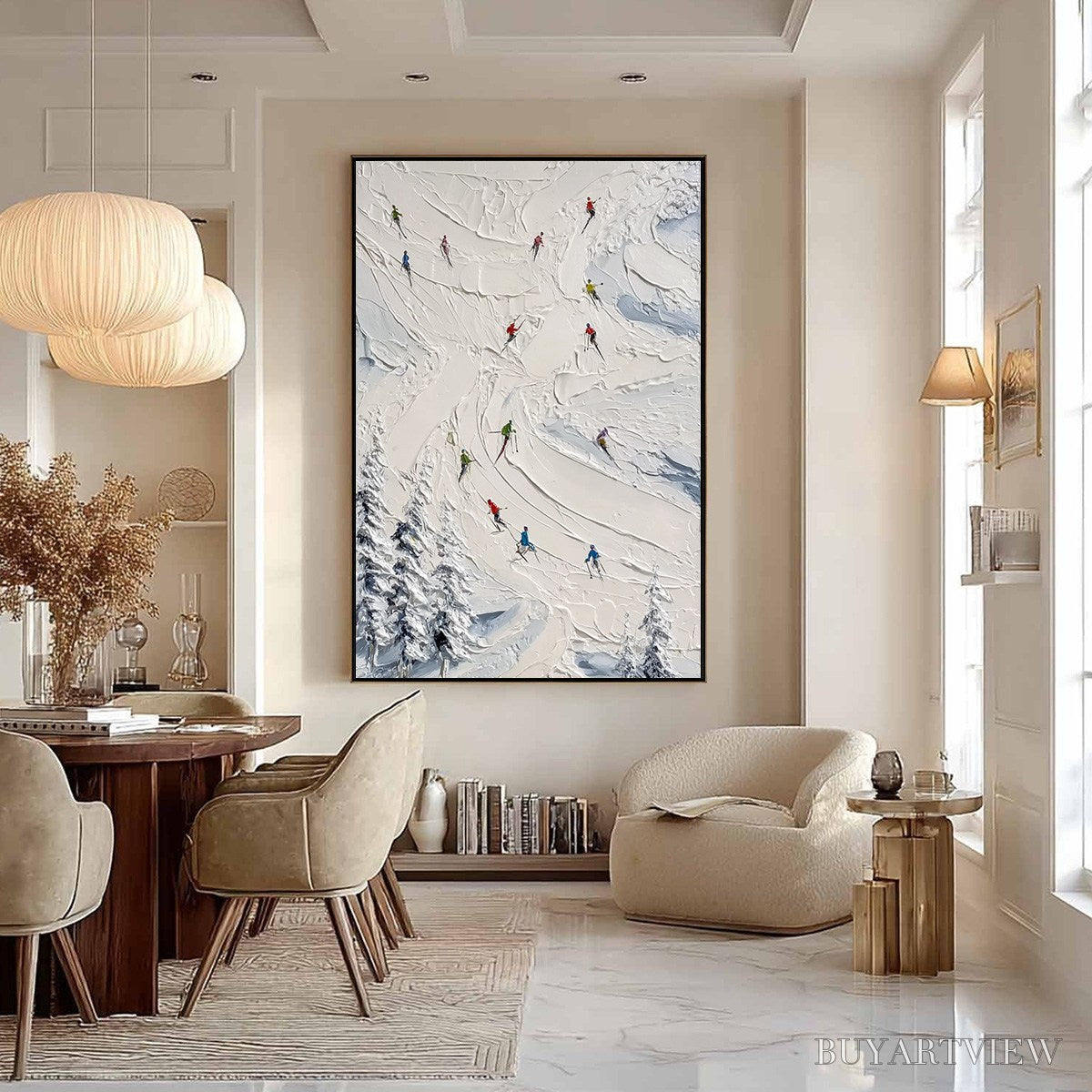 BUYARTVIEW Alpine Rush – Textured Impasto Skiing Painting on Canvas - image 6