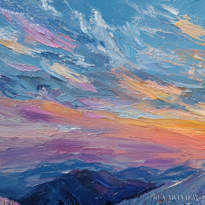 BUYARTVIEW Alpine Glow – Textured Palette Knife Skiing Mountain Landscape Painting - image 5