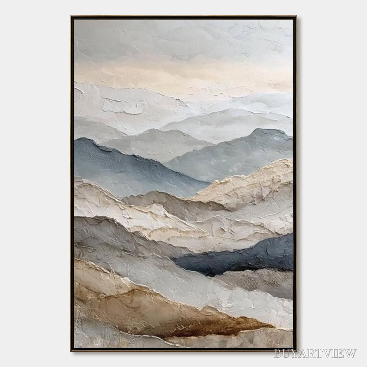BUYARTVIEW Whispering Ridges – Textured Wabi Sabi Mountain Landscape Painting - image 1