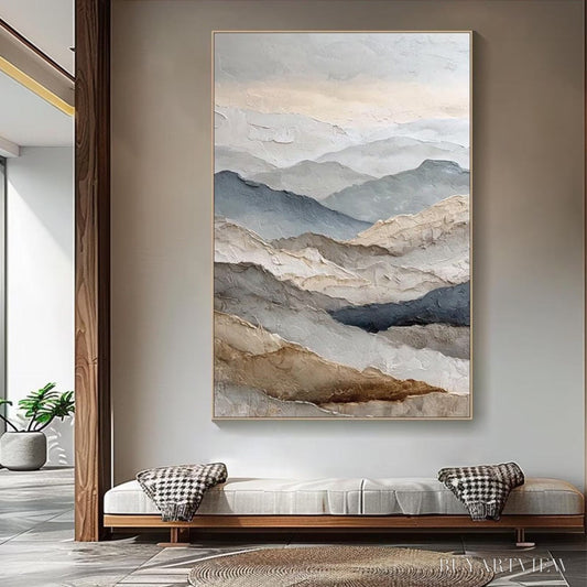 BUYARTVIEW Whispering Ridges – Textured Wabi Sabi Mountain Landscape Painting - image 2